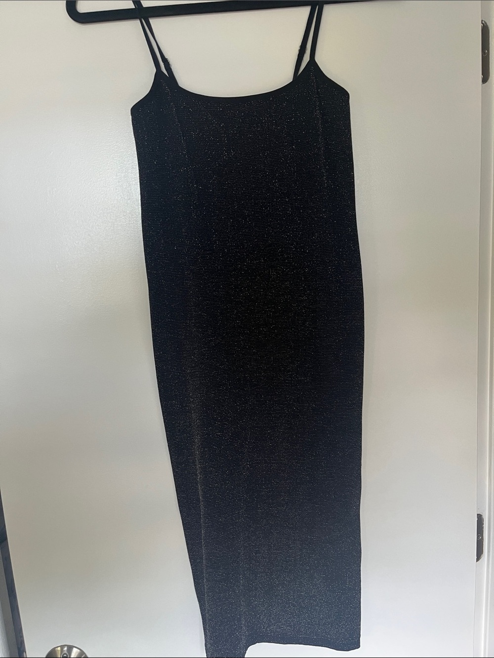 Sparkle Black Midi dress with Spaghetti Straps